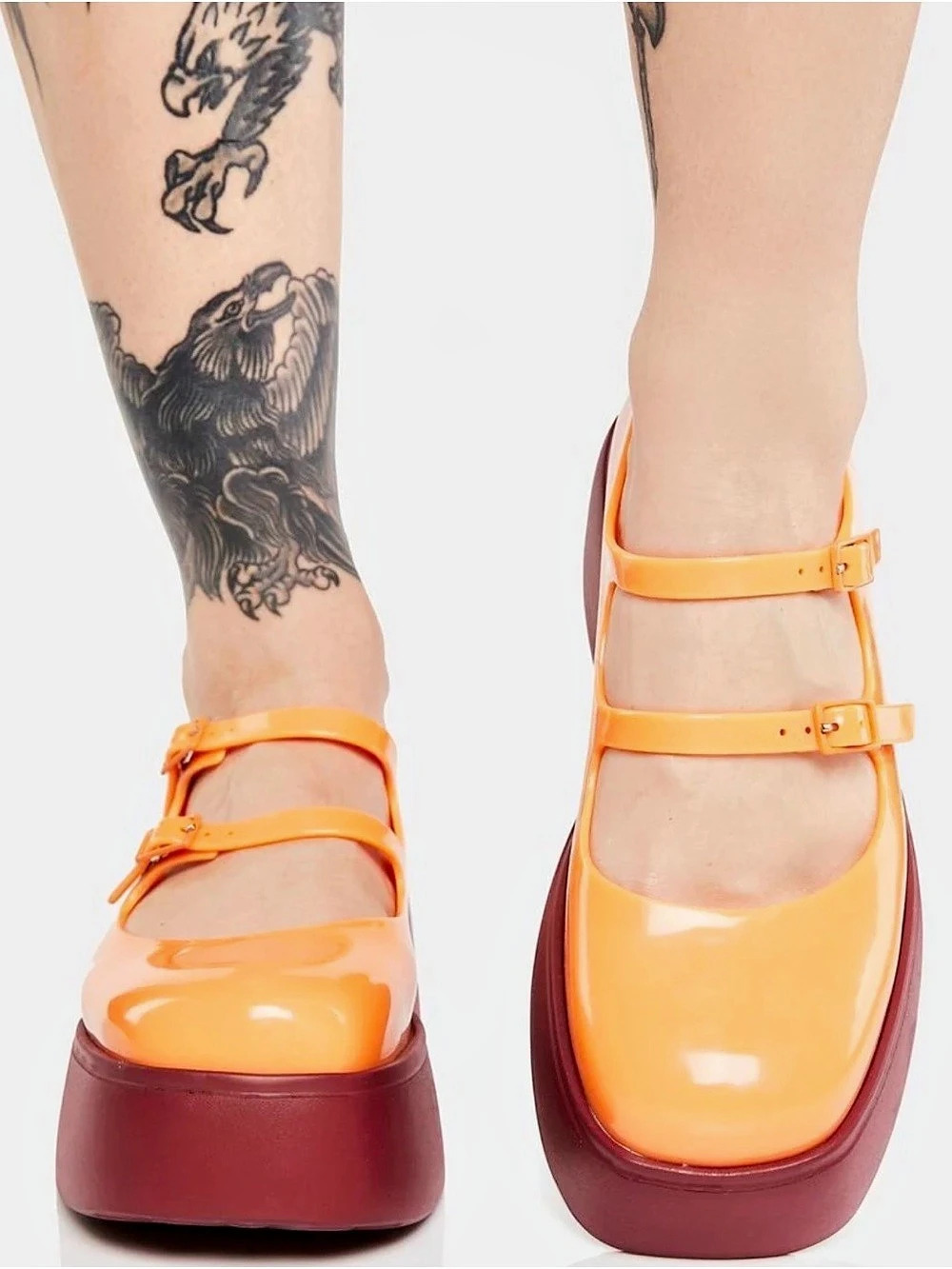 Melissa Farah Platform Mary Jane Shoes Orange US 7